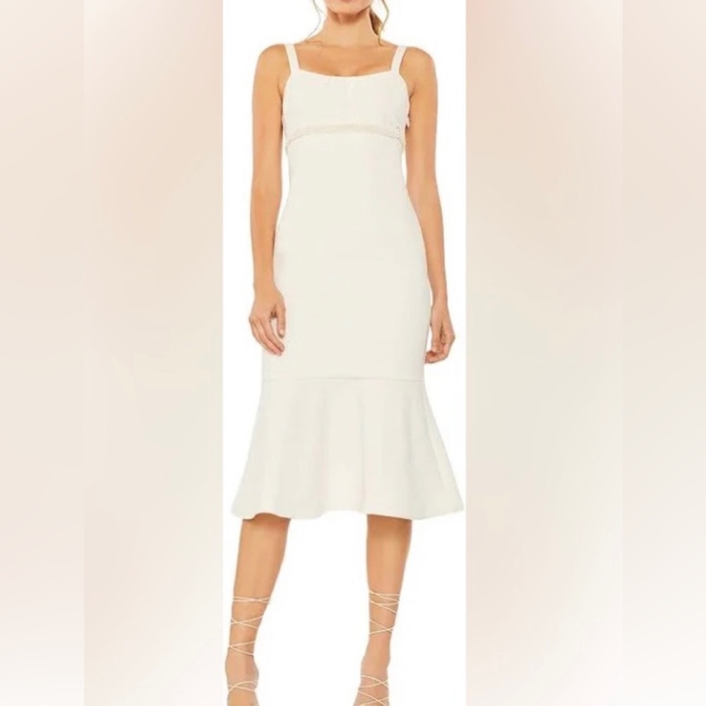 NWT Likely Lane Trumpet beaded Pearl midi white dress size 4